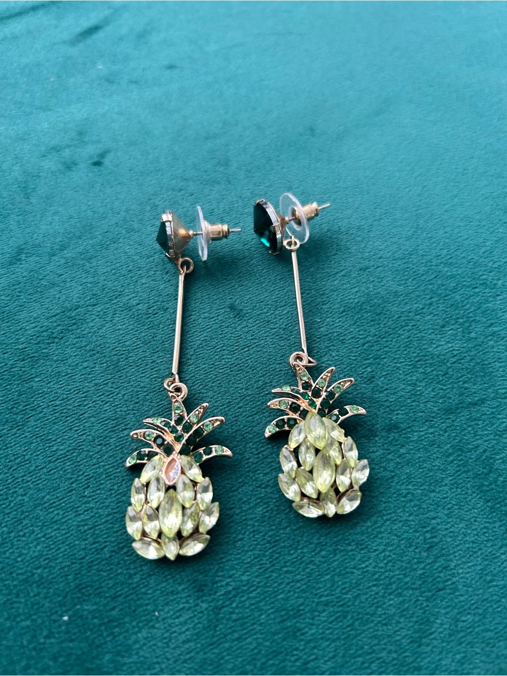Crystal Pineapple Drop Earrings in Light Green - Women's Fashion Jewelry